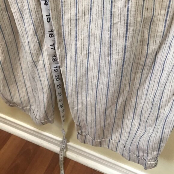 Dior Vintage 80s Linen Striped Loose Fit High Waist Pants Straight Leg Neutral - Picture 13 of 16